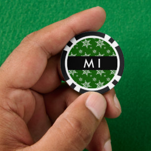 Jetons De Poker Pneus blancs, Vert, Votre nom, Personnaliser