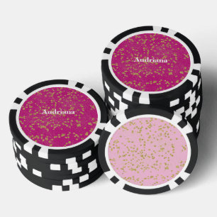 Jetons De Poker Points Confetti Glitzy Rose Or Étincelle