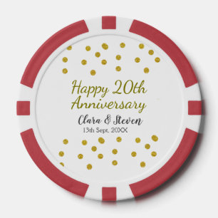 Jetons De Poker Points dorés scintillent joyeux 20e anniversaire d