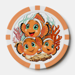 Jetons De Poker Poisson clown Dessin animé mignon Famille Sous l'e