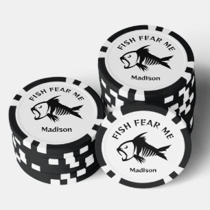 Jetons De Poker Poisson de nom et de texte personnalisés