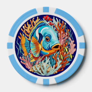 Jetons De Poker Poissons Tropicaux Couleurs Vives Vibes d'Été