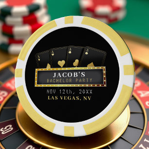 Jetons De Poker Poker Aces Gold et Black Bachelor Party