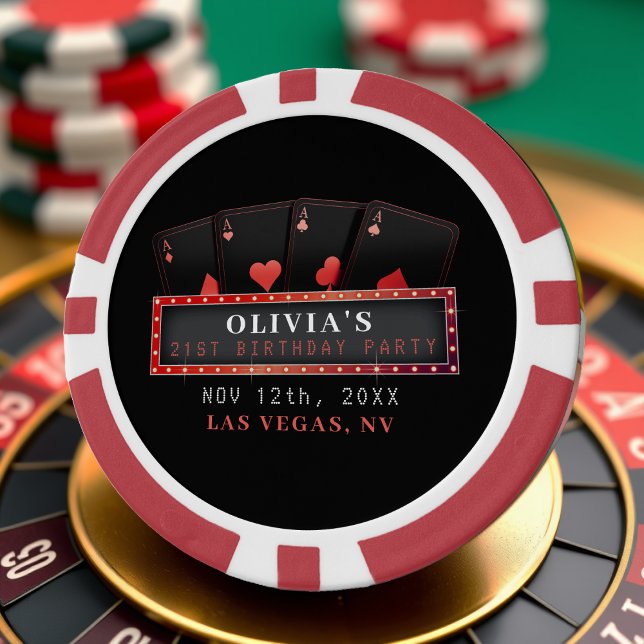 Jetons De Poker Poker Aces Rouge et Noir 21e fête d'anniversaire (Créateur téléchargé)