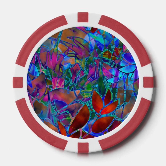Jetons De Poker Poker Chip Floral Verre Abstrait (Recto)
