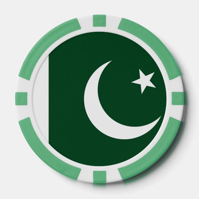 Jetons De Poker Poker chips avec Drapeau du Pakistan (Recto)