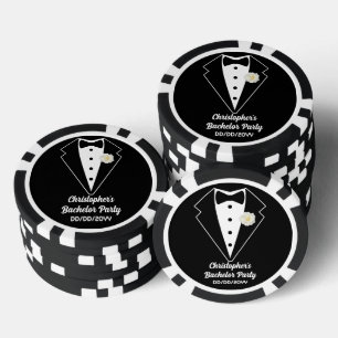 Jetons De Poker Poker Party de Bachelor Smoking Rose Blanche