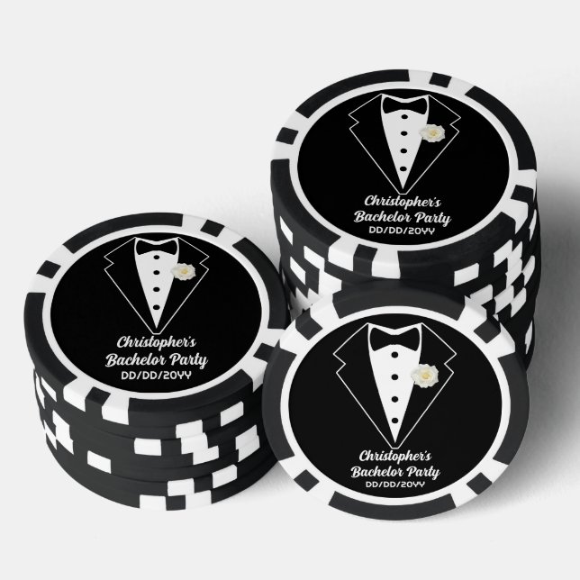 Jetons De Poker Poker Party de Bachelor Smoking Rose Blanche  (Empiler)