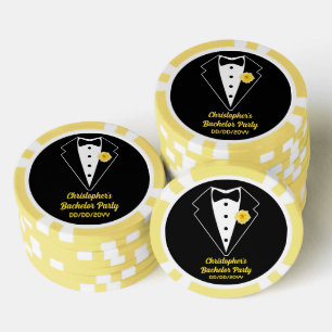 Jetons De Poker Poker Party de Bachelor Smoking Rose Jaune 
