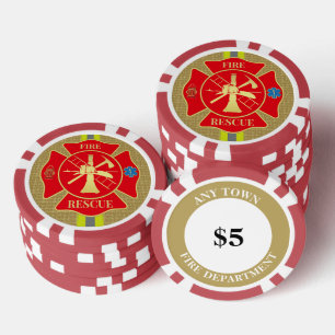 Jetons De Poker Pompier Maltese Cross Bunker Gear Art