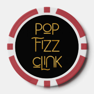 Jetons De Poker Pop Fizz Clink Élégante Typographie