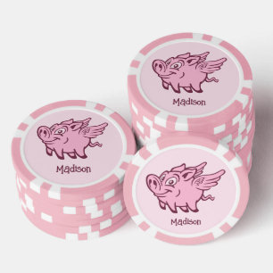 Jetons De Poker Porcs volants de nom personnalisé