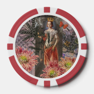 Jetons De Poker Portrait de femme Vierge Antique Coloré Riche