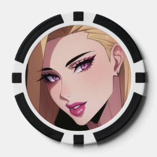 Jetons De Poker Portrait de fille Webtoon blonde glamour