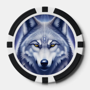 Jetons De Poker Portrait de Loup Mystique Art