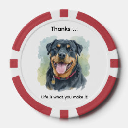 Jetons De Poker Portrait de Rottweiler de compagnie personnalisé à
