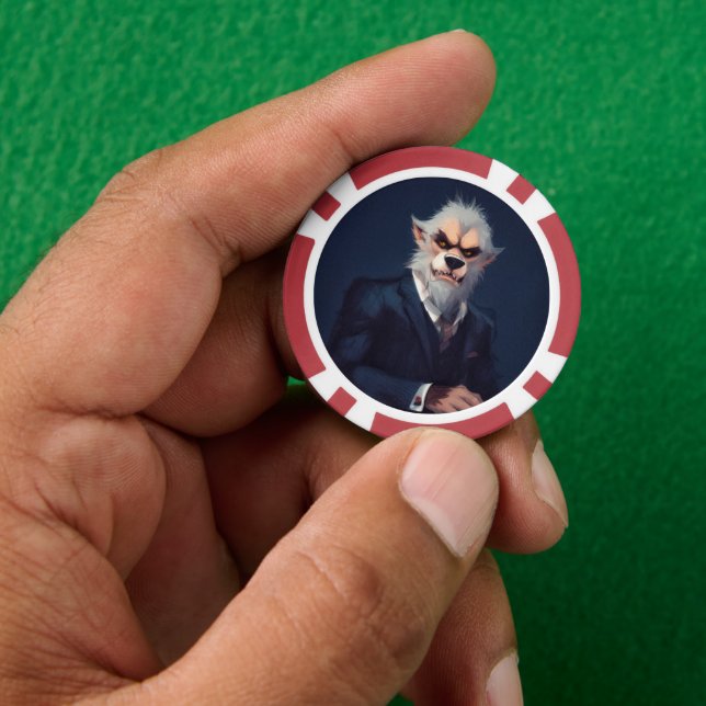 Jetons De Poker Portrait d'un loup-garou en costume (main)