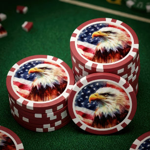Jetons De Poker Portrait majestueux de l'aigle américain avec le d