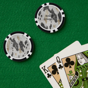 Jetons De Poker Poster de animal de vache noire blanche en or