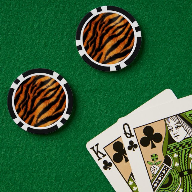 Jetons De Poker Poster de animal Orange Black Tiger Stripes (Table de poker (double))