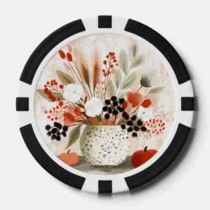 Jetons De Poker Pot de fleurs d'automne et Pot tacheté de rouille