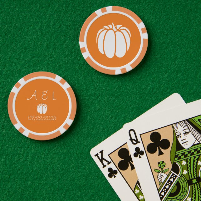Jetons De Poker Potiron dans l'Orange (Table de poker (double))