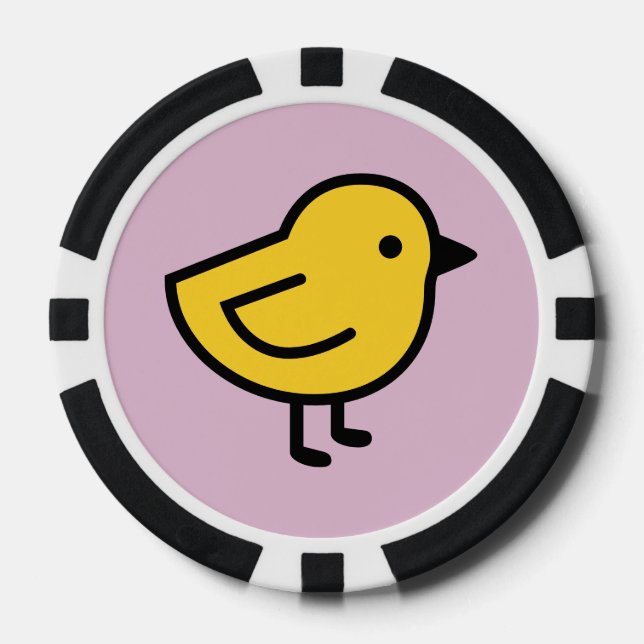 Jetons De Poker Poulet Jaune Sur Fond Rose (Recto)