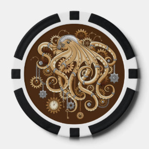 Jetons De Poker Poulpe Steampunk Rétro Fantastique Mécanique