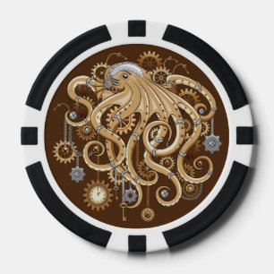 Jetons De Poker Poulpe Steampunk Rétro Fantastique Mécanique
