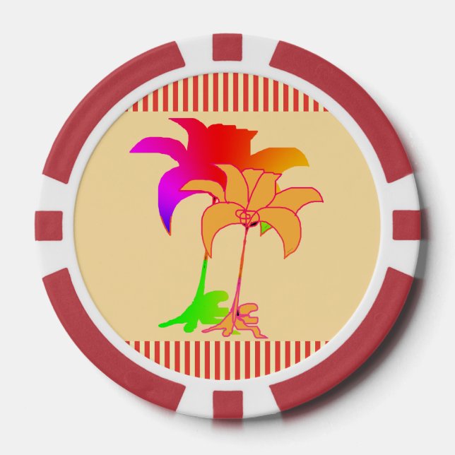 Jetons De Poker Présentation florale beige  (Recto)