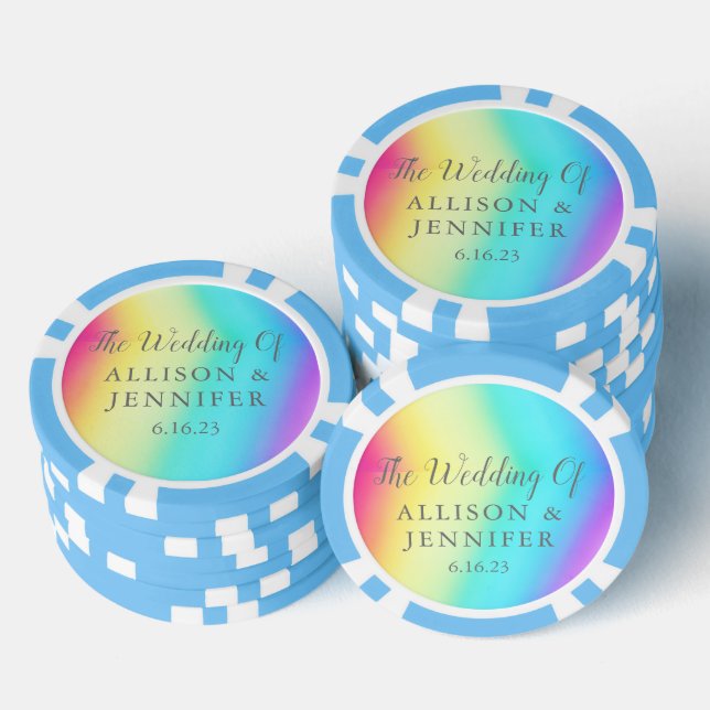 Jetons De Poker Pretty Rainbow Personalized Wedding (Empiler)