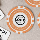 Jetons De Poker Promotion du logo d'entreprise de marque personnal<br><div class="desc">Créez vos propres puces de poker orange personnalisées avec le logo,  le site Web et le nom de votre entreprise.</div>