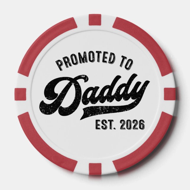 Jetons De Poker Promu Papa 2026 – Annonce de Bébé (Recto)