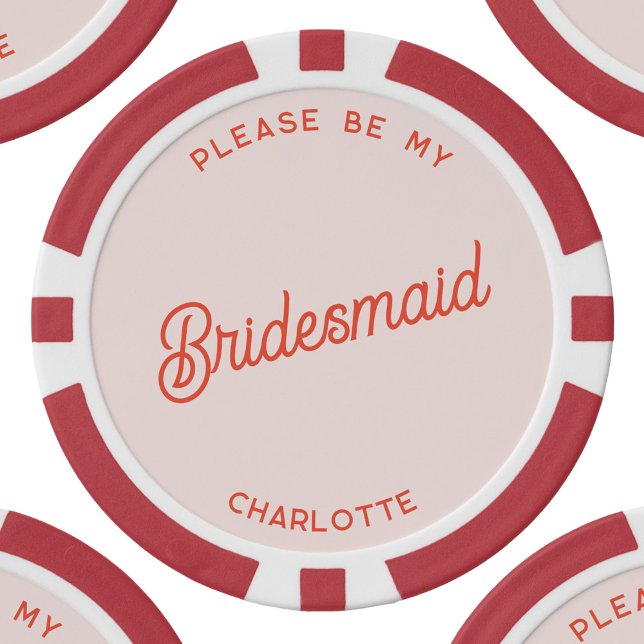 Jetons De Poker Proposition d'aide d'information personnalisée (Personalized blush pink custom text bridesmaid proposal poker chip)