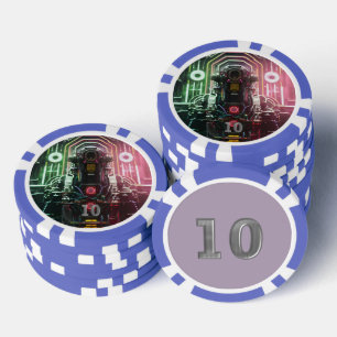 Jetons De Poker Puce de poker 1 bleu 10 rayé