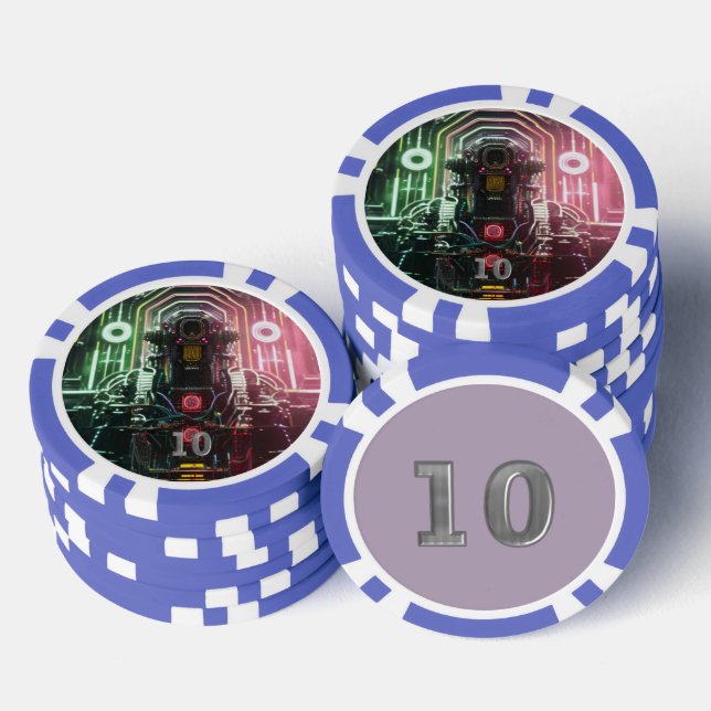 Jetons De Poker Puce de poker 1 bleu 10 rayé (Empiler)