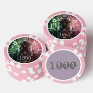 Jetons De Poker Puce de poker 1 rose 1000 rayé
