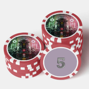 Jetons De Poker Puce de poker 1 rouge 5 rayé
