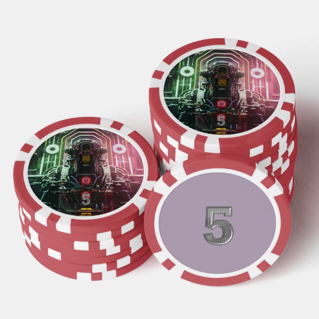Jetons De Poker Puce de poker 1 rouge 5 rayé (Empiler)