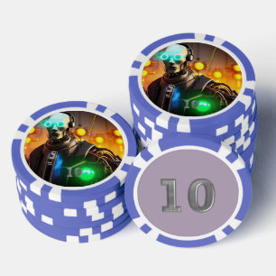 Jetons De Poker Puce de poker 2 bleu 10 rayé