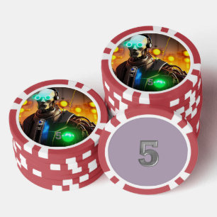 Jetons De Poker Puce de poker 2 rouge 5 rayé