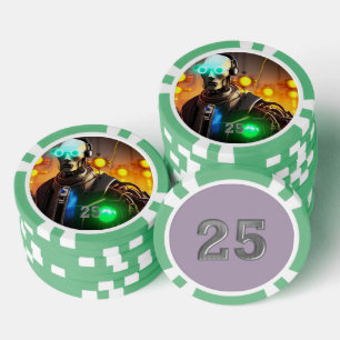 Jetons De Poker Puce de poker 2 vert 25 rayé