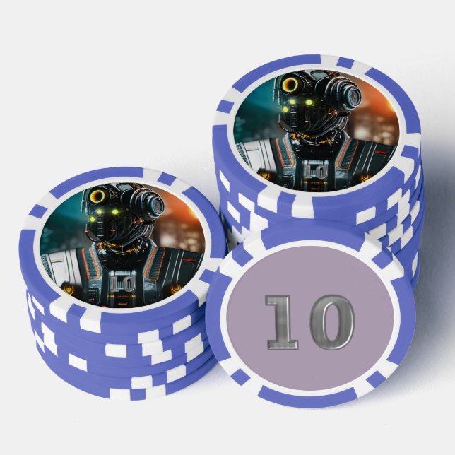 Jetons De Poker Puce de poker 3 bleu 10 rayé (Empiler)