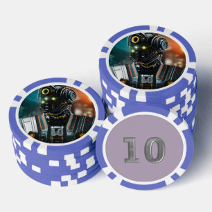Jetons De Poker Puce de poker 3 bleu 10 rayé