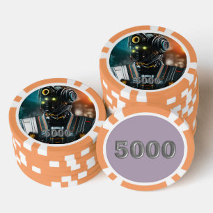 Jetons De Poker Puce de poker 3 orange 5000 rayé