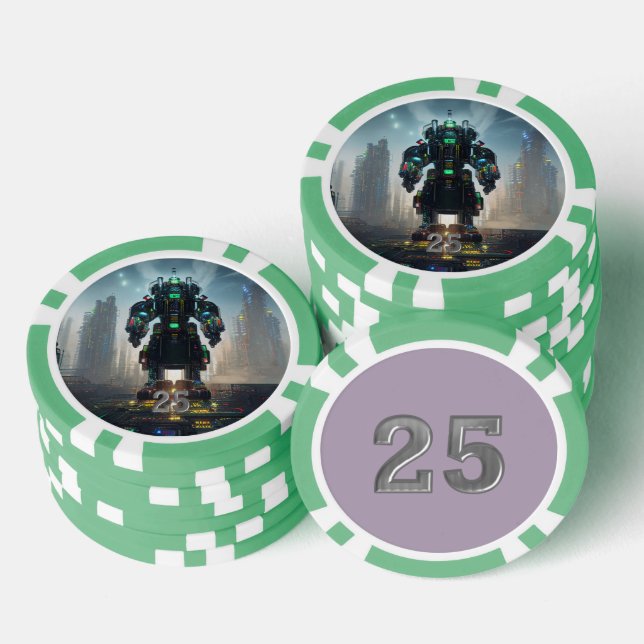 Jetons De Poker Puce de poker 4 vert 25 rayé (Empiler)