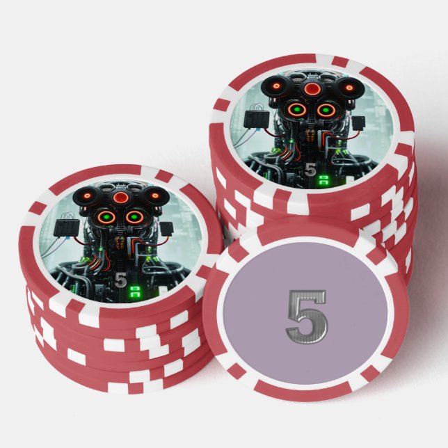Jetons De Poker Puce de poker 5 rouge 5 rayé (Empiler)