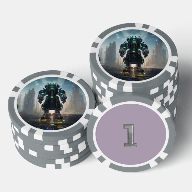 Jetons De Poker Puce de poker à rayures 4 gris 1 (Empiler)