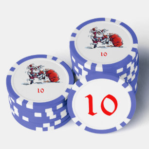 Jetons De Poker Puce de poker rayé 10 bleu Père Noël en colère