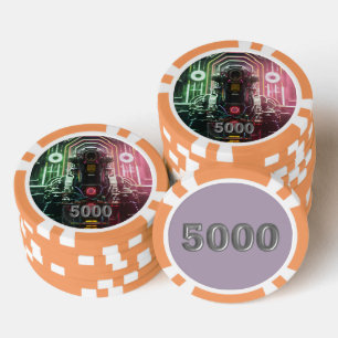 Jetons De Poker Puce de poker Robot 1 orange 5000 rayé